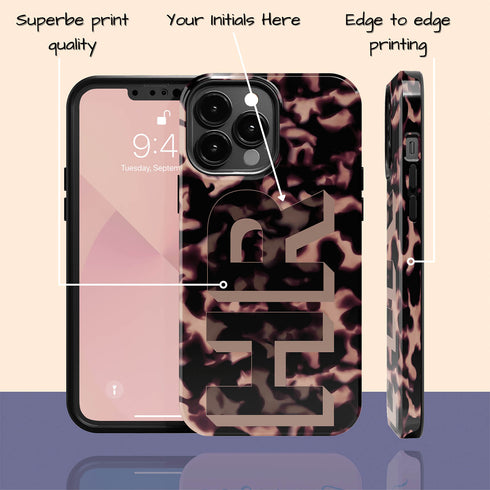 3D Camo Initials Dark Tort iPhone Case
